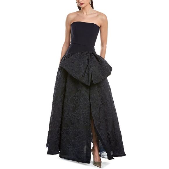 Marchesa Notte WomensCloque Gown Blue